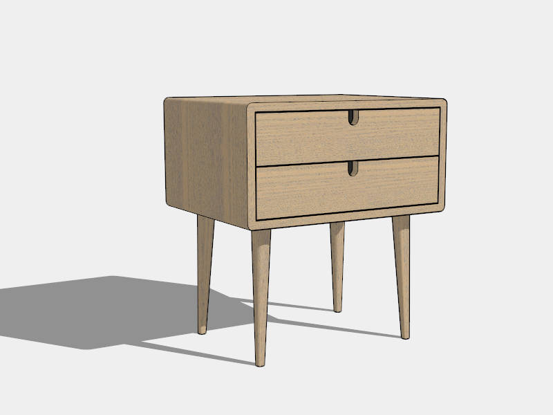 Modern 2 Drawer Nightstand sketchup model preview - SketchupBox