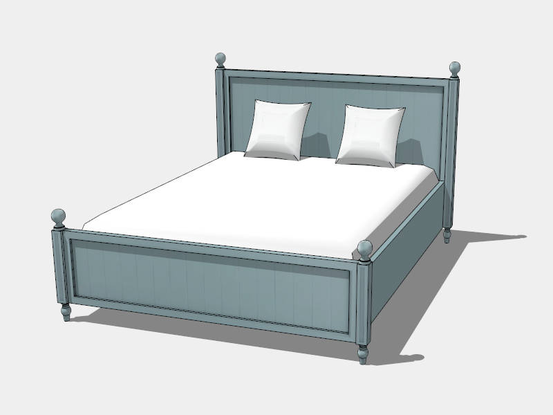 Blue Double Bed sketchup model preview - SketchupBox