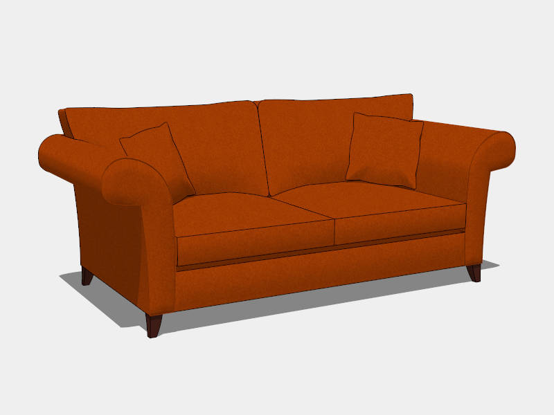 Red Fabric Sofa sketchup model preview - SketchupBox