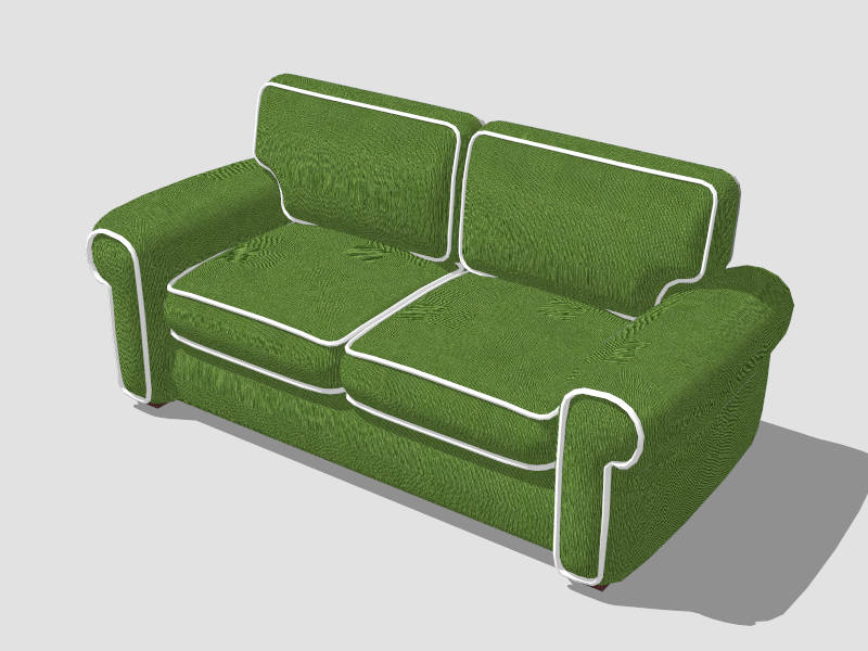 Green Fabric Sofa Loveseat sketchup model preview - SketchupBox