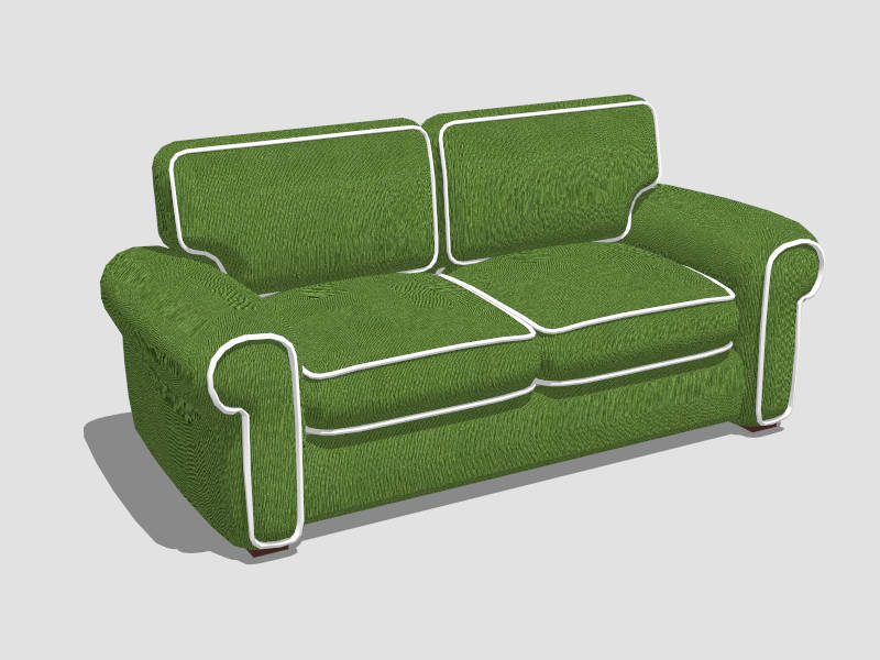 Green Fabric Sofa Loveseat sketchup model preview - SketchupBox