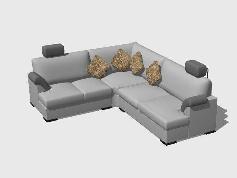 L-shaped Sectional Sofa sketchup model preview - SketchupBox
