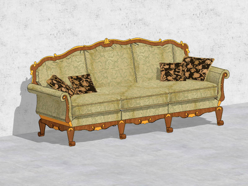 Classic Fabric Sofa sketchup model preview - SketchupBox