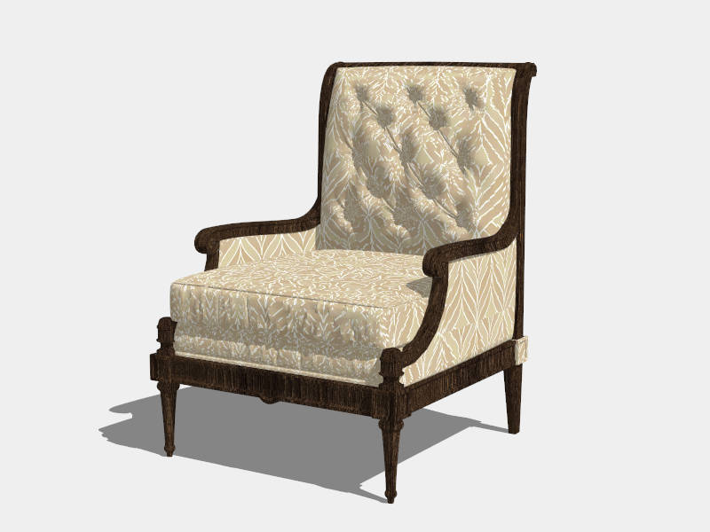 High Back Chesterfield Chair sketchup model preview - SketchupBox