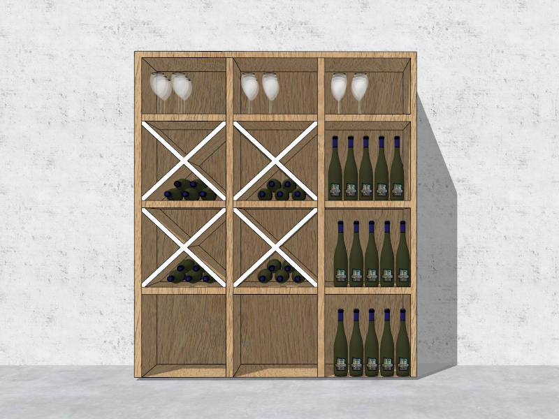 Wooden Wine Rack sketchup model preview - SketchupBox