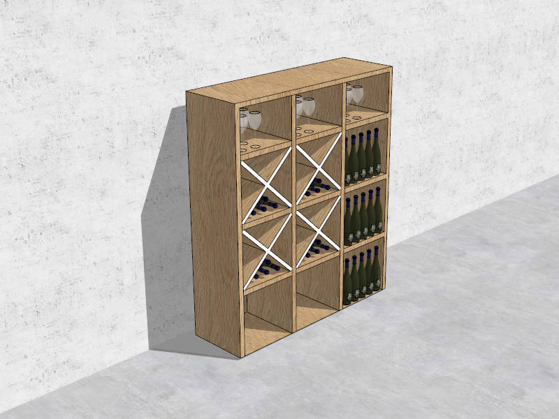 Wooden Wine Rack sketchup model preview - SketchupBox