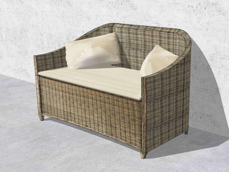 Rattan Garden Sofa sketchup model preview - SketchupBox
