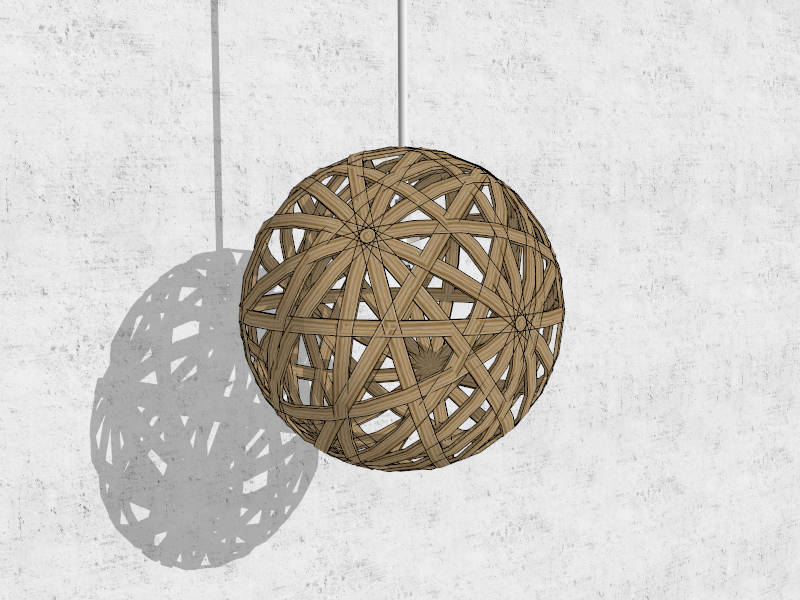 Bamboo Sphere Pendant Light sketchup model preview - SketchupBox