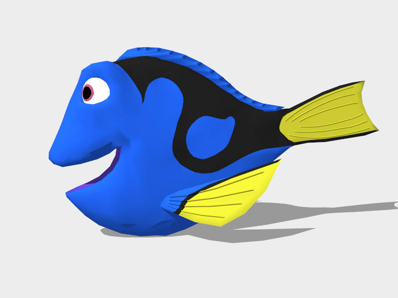Blue Tang Fish Cartoon sketchup model preview - SketchupBox