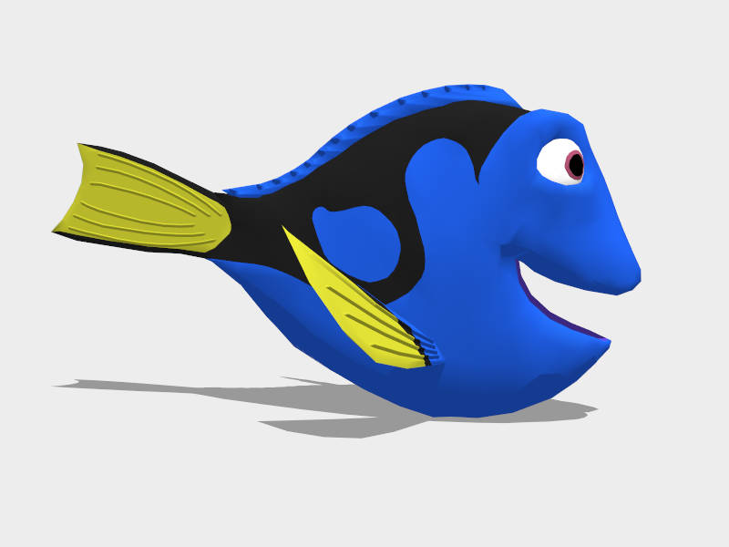 Blue Tang Fish Cartoon sketchup model preview - SketchupBox