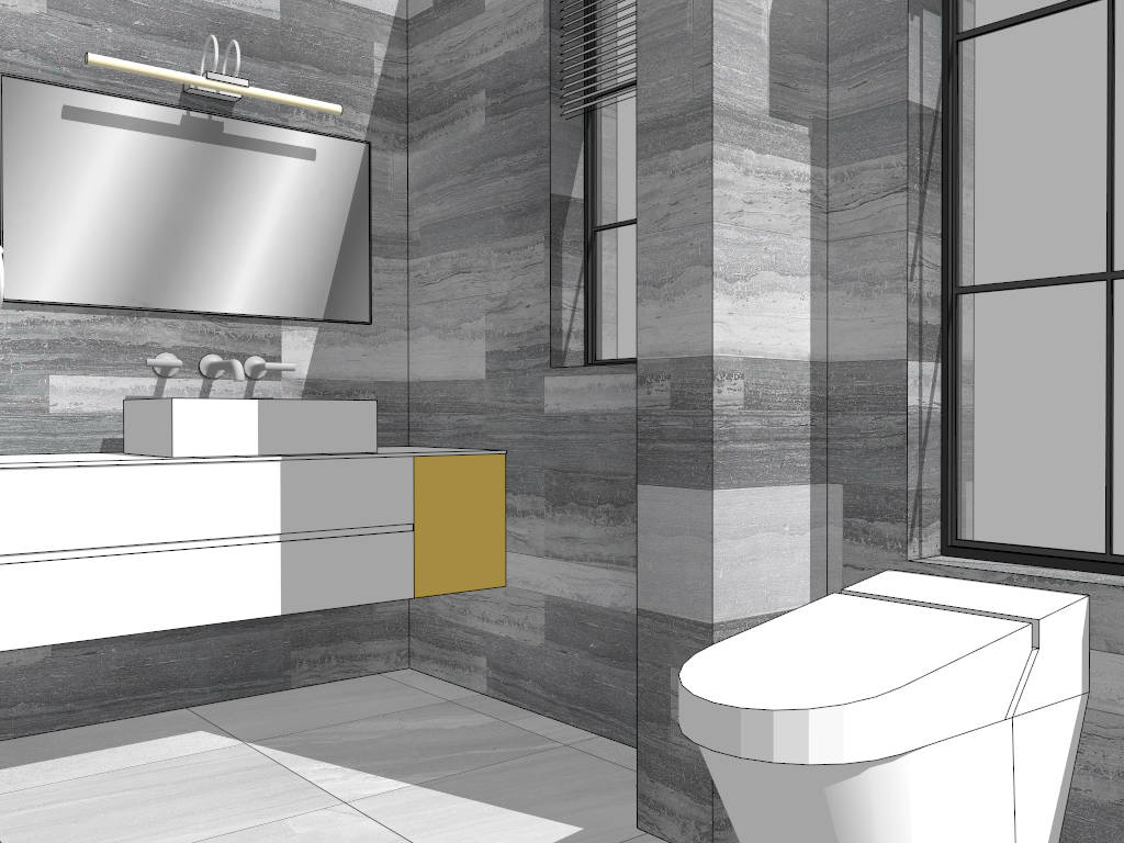 Light Grey Bathroom Idea sketchup model preview - SketchupBox