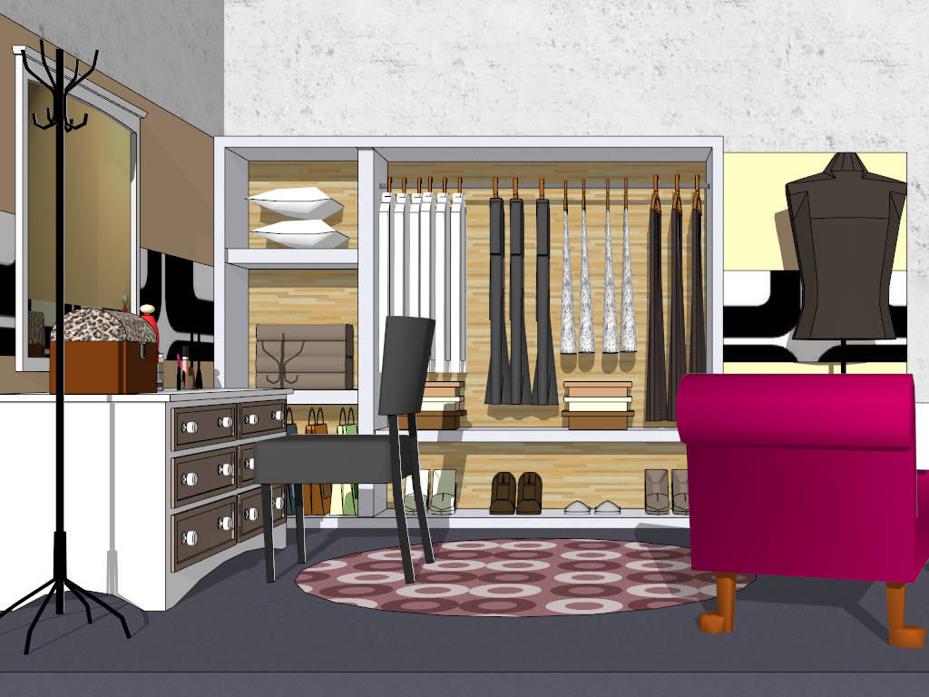 Closet with Dressing Table sketchup model preview - SketchupBox