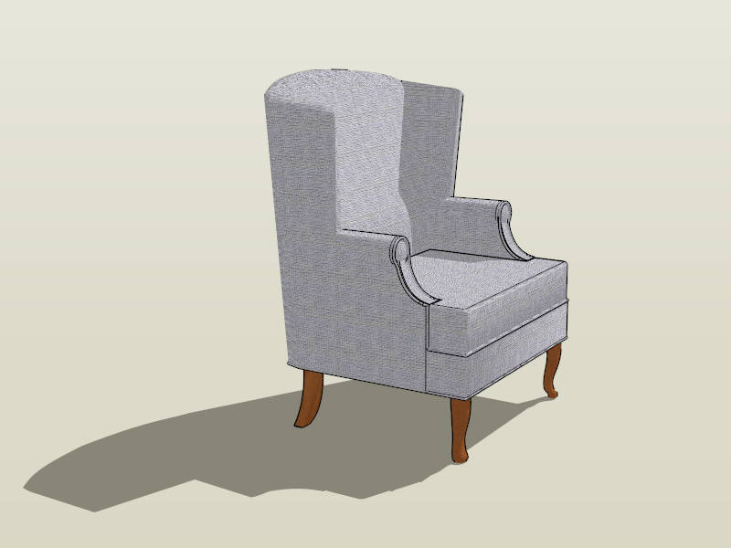 Grey Wing Back Chair sketchup model preview - SketchupBox
