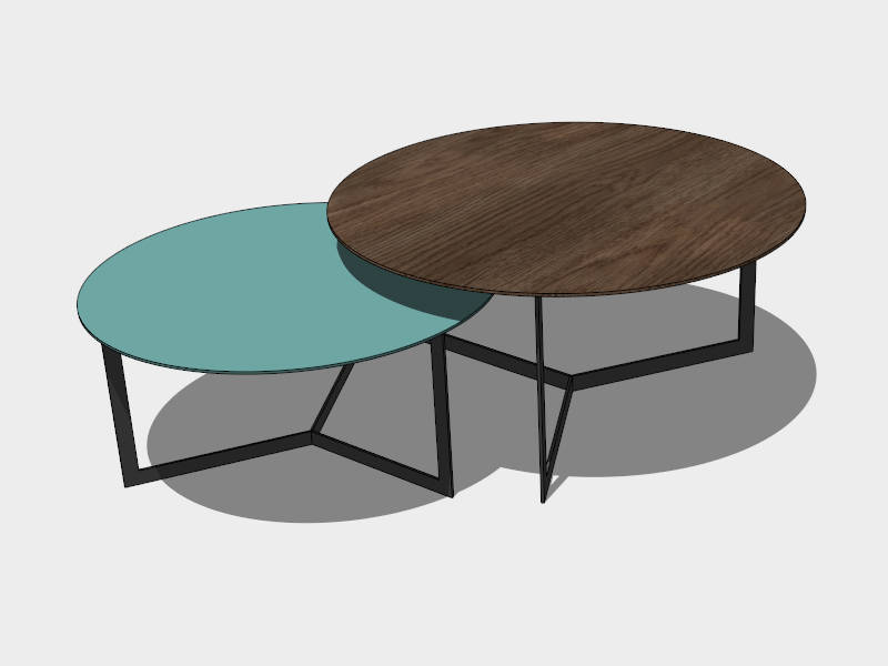Round Nested Coffee Tables sketchup model preview - SketchupBox