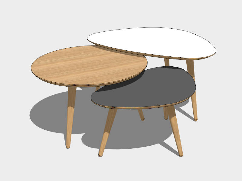 3 Piece Nesting Coffee Table Set sketchup model preview - SketchupBox