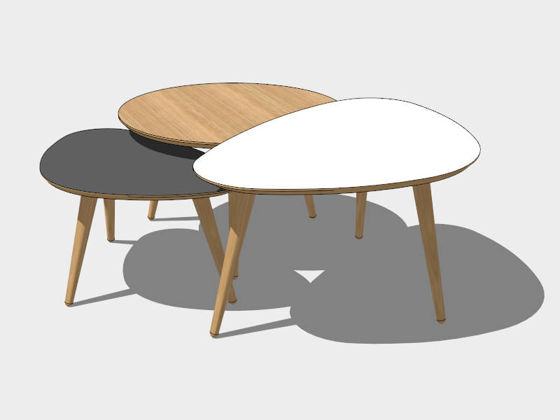 3 Piece Nesting Coffee Table Set sketchup model preview - SketchupBox