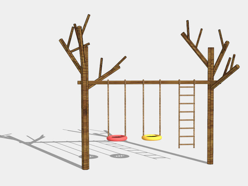 Rustic Log Tyre Swing Set SketchUp 3D Model .skp File Download ...