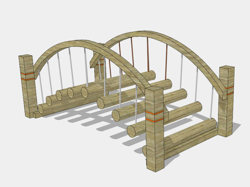 Outdoor Adventure Log Swinging Bridge sketchup model preview - SketchupBox