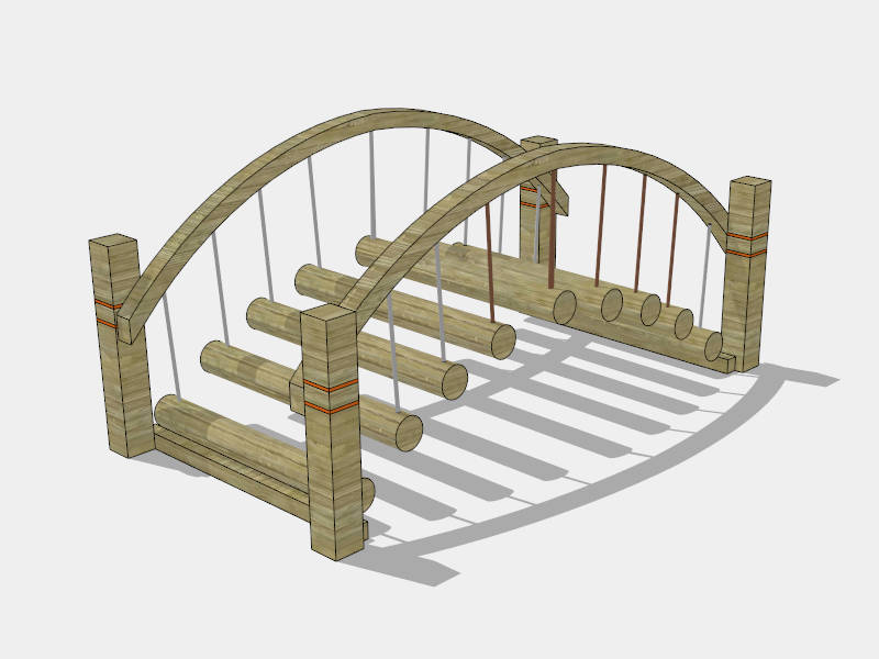 Outdoor Adventure Log Swinging Bridge sketchup model preview - SketchupBox