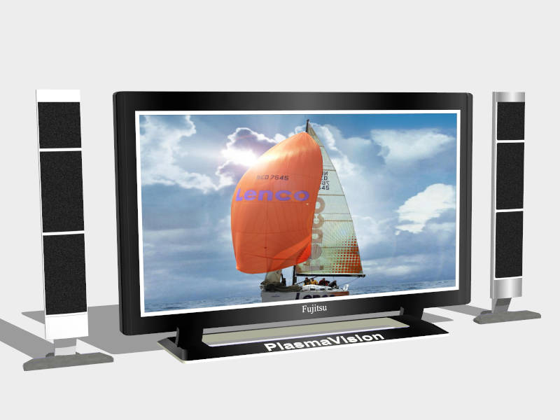 Fujitsu Plasma TV with Speakers sketchup model preview - SketchupBox