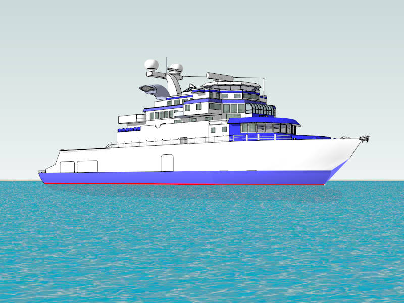 Luxury Yacht sketchup model preview - SketchupBox