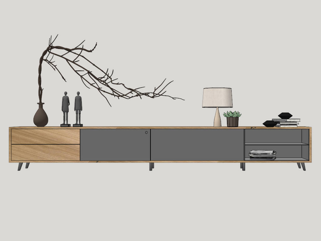 Extra Long TV Stand sketchup model preview - SketchupBox