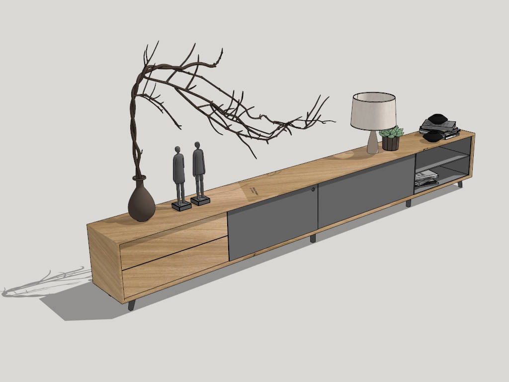 Extra Long TV Stand sketchup model preview - SketchupBox