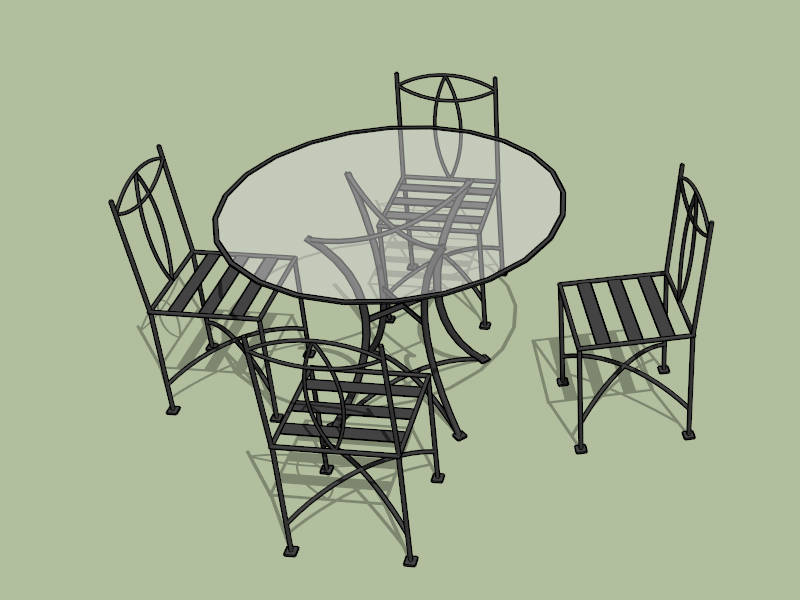 Glass Top Patio Table Set sketchup model preview - SketchupBox