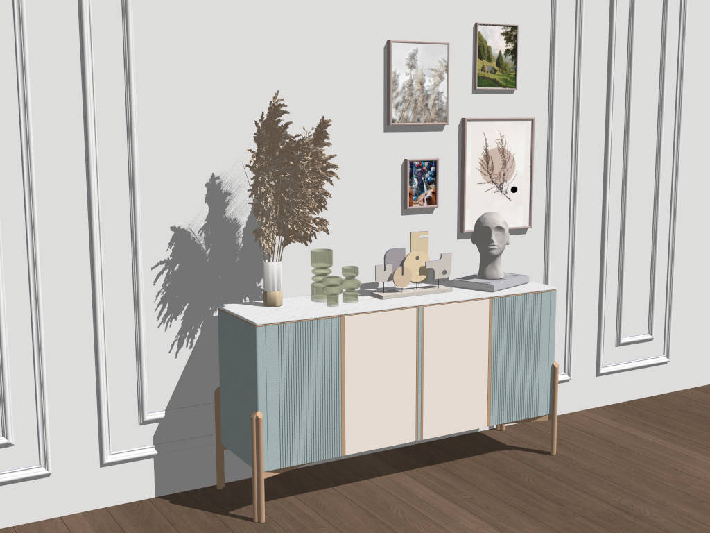Modern Console Table Living Room Wall sketchup model preview - SketchupBox