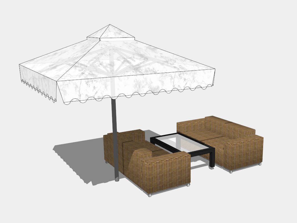 Rattan Outdoor Conversation Set sketchup model preview - SketchupBox