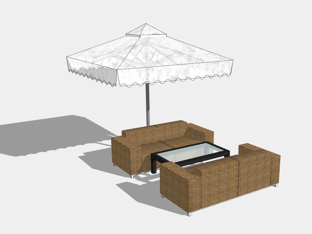 Rattan Outdoor Conversation Set sketchup model preview - SketchupBox