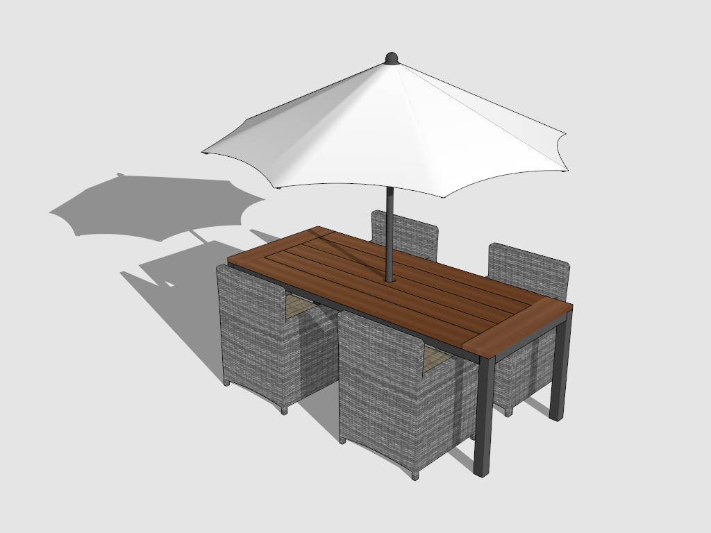 Outdoor Dining Set with Umbrella sketchup model preview - SketchupBox