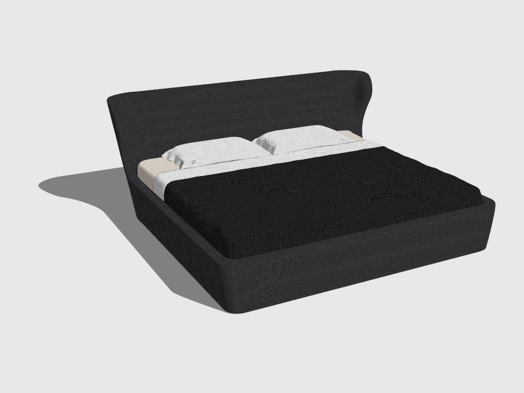 Black Queen Platform Bed sketchup model preview - SketchupBox