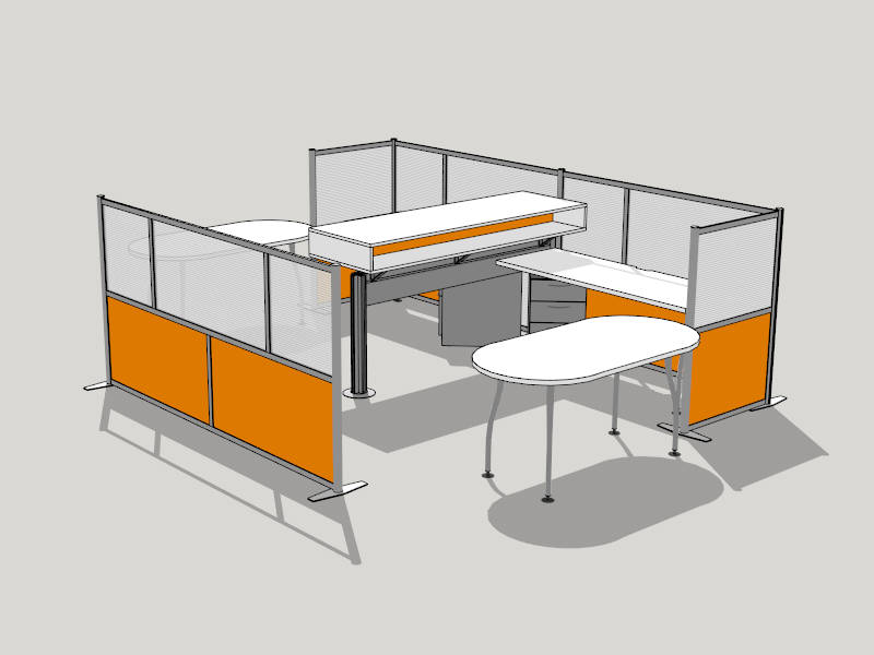 2 Person Office Cubicle sketchup model preview - SketchupBox