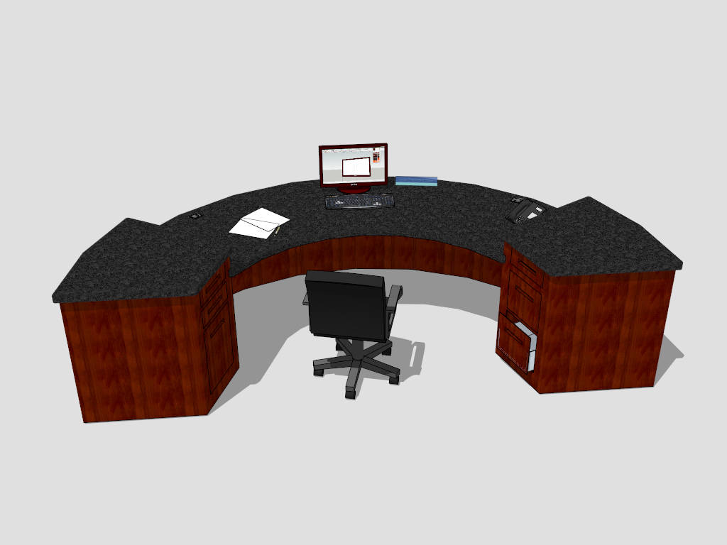 Semicircular Reception Desk sketchup model preview - SketchupBox