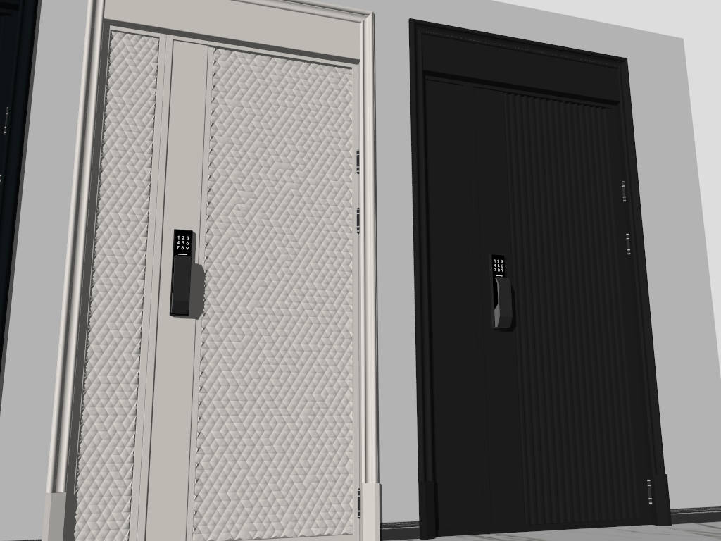 Luxury Security Door with Smart Lock sketchup model preview - SketchupBox