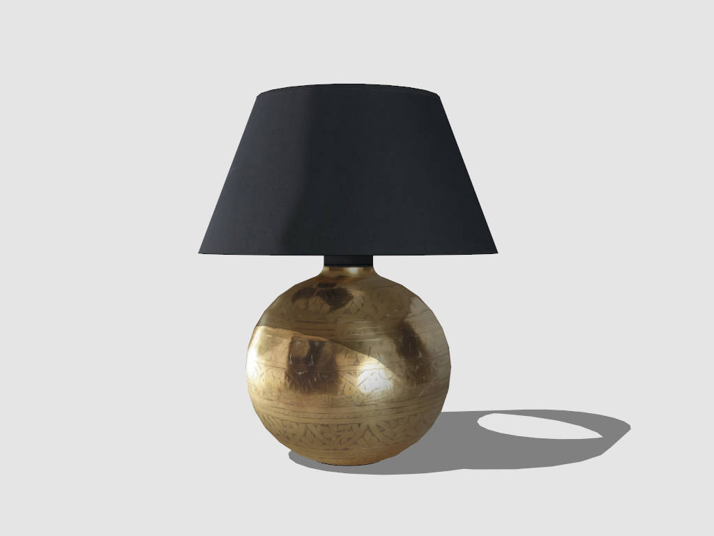Large Brass Ball Table Lamp sketchup model preview - SketchupBox