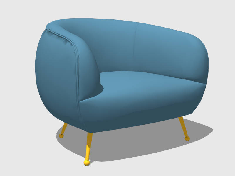 Blue Fabric Armchair sketchup model preview - SketchupBox