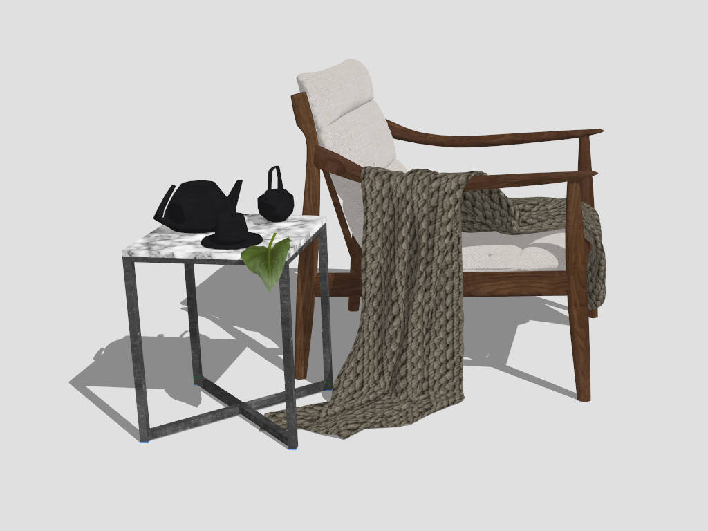 Accent Chair and Side Table sketchup model preview - SketchupBox