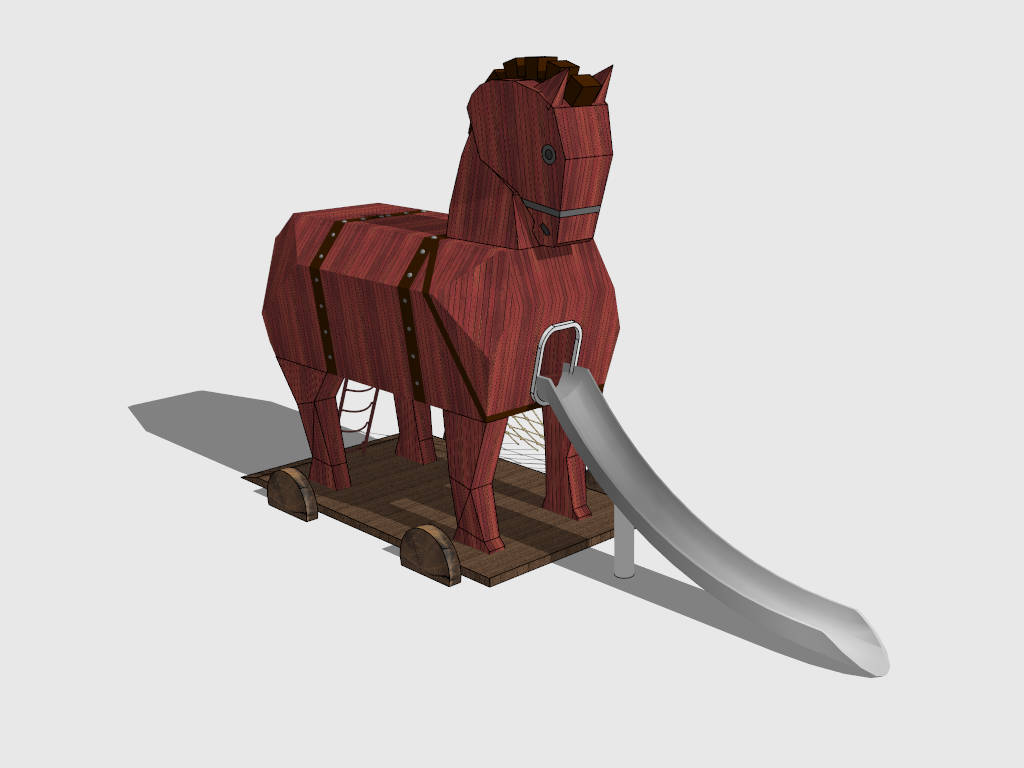 Wood Horse Climber Slide sketchup model preview - SketchupBox