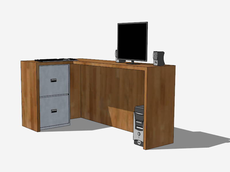 Office Desk with Filing Cabinet sketchup model preview - SketchupBox