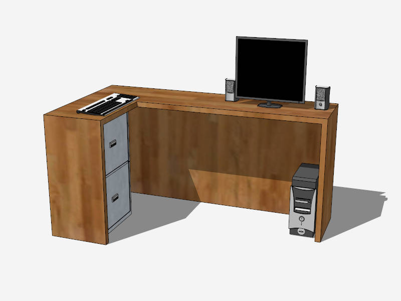 Office Desk with Filing Cabinet sketchup model preview - SketchupBox