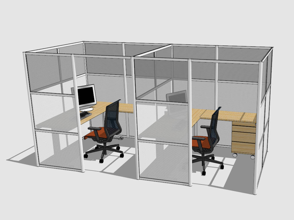 High Wall Office Cubicles sketchup model preview - SketchupBox