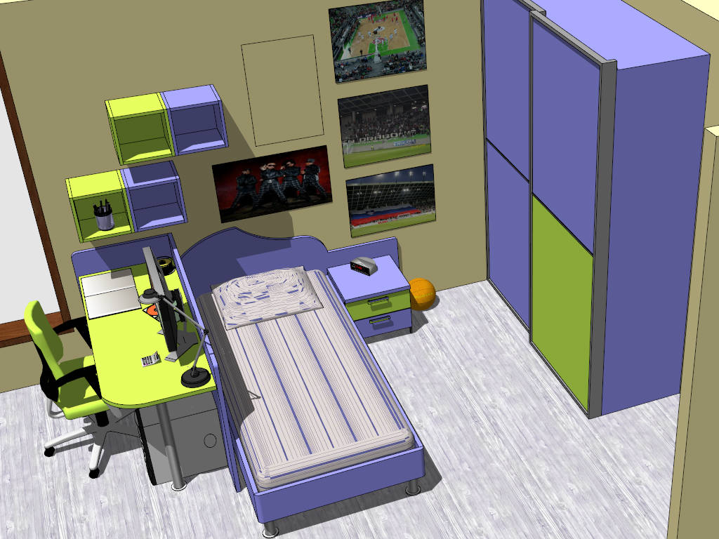 Boys Room Design Idea sketchup model preview - SketchupBox