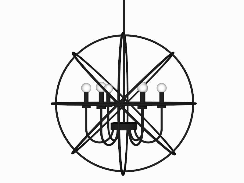 Black Metal Sphere Chandelier sketchup model preview - SketchupBox