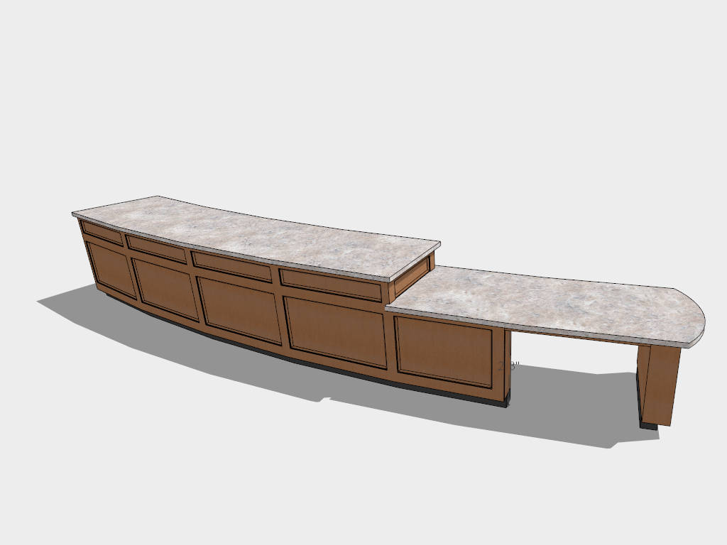 Curved Wood Reception Desk sketchup model preview - SketchupBox
