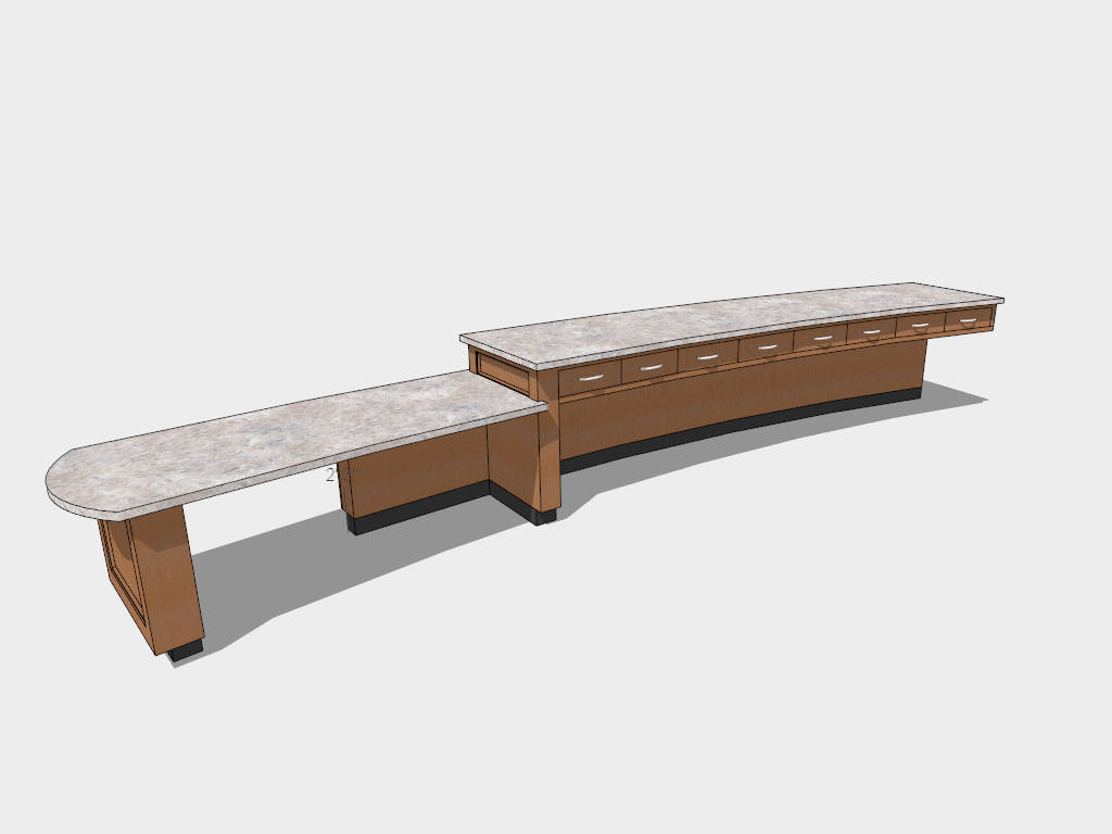 Curved Wood Reception Desk sketchup model preview - SketchupBox