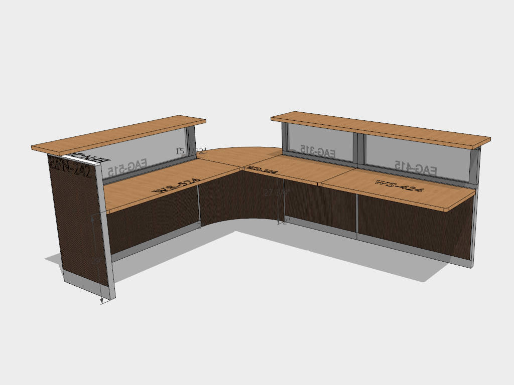 L-shaped Reception Desk sketchup model preview - SketchupBox