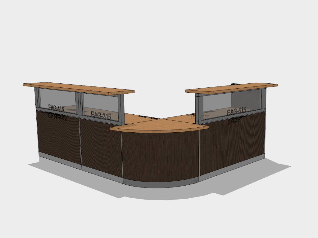L-shaped Reception Desk sketchup model preview - SketchupBox