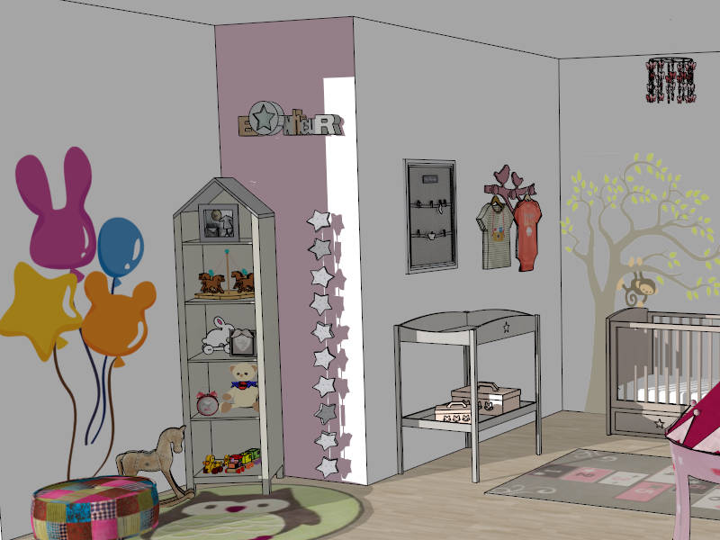 Baby Girl Nursery Idea sketchup model preview - SketchupBox